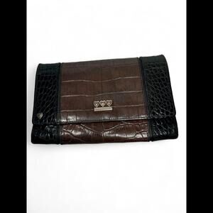 Vintage Brighton Brown And Black Embossed/Pebbled Leather Women’s Wallet